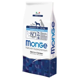 Monge Natural Superpremium Medium Puppy & Junior Ricco in Pollo 3kg 12kg